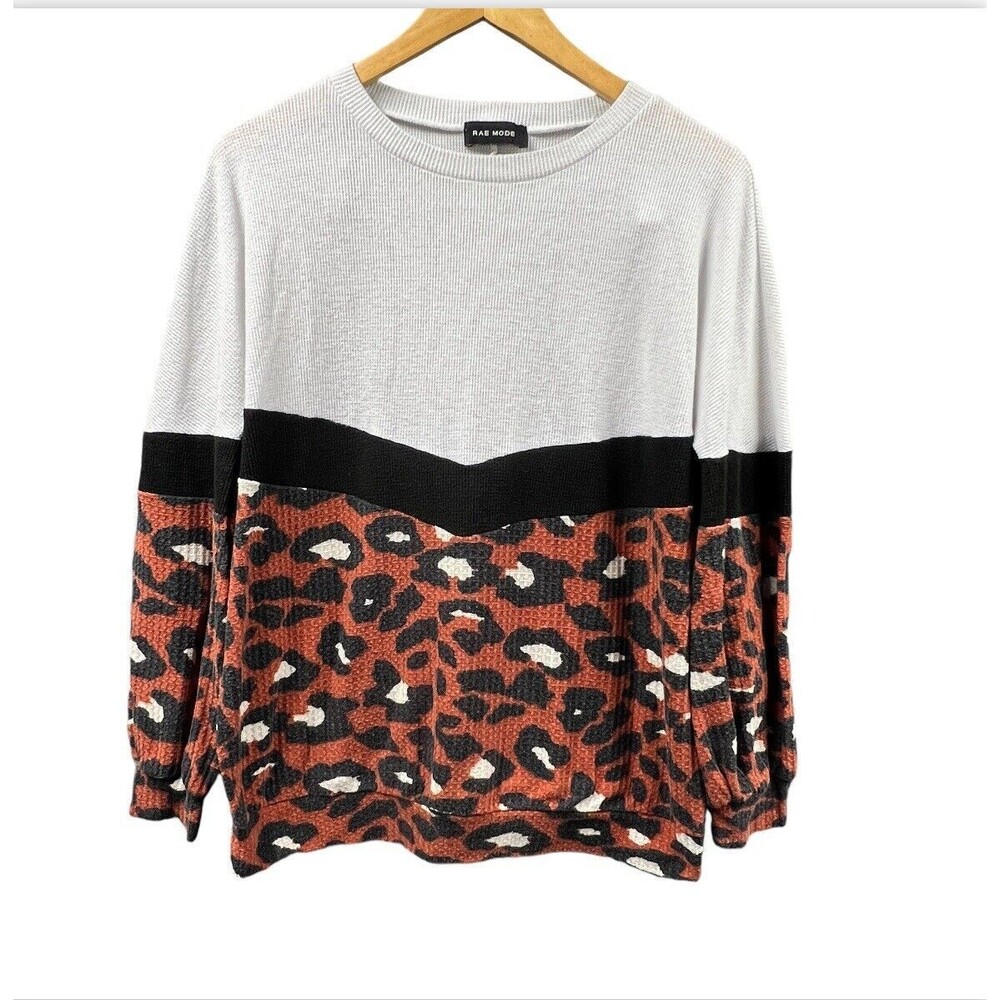 Rae Mode Sweater Womens Medium Animal Print Cottagecore Knit‎ Pullover Cabincore